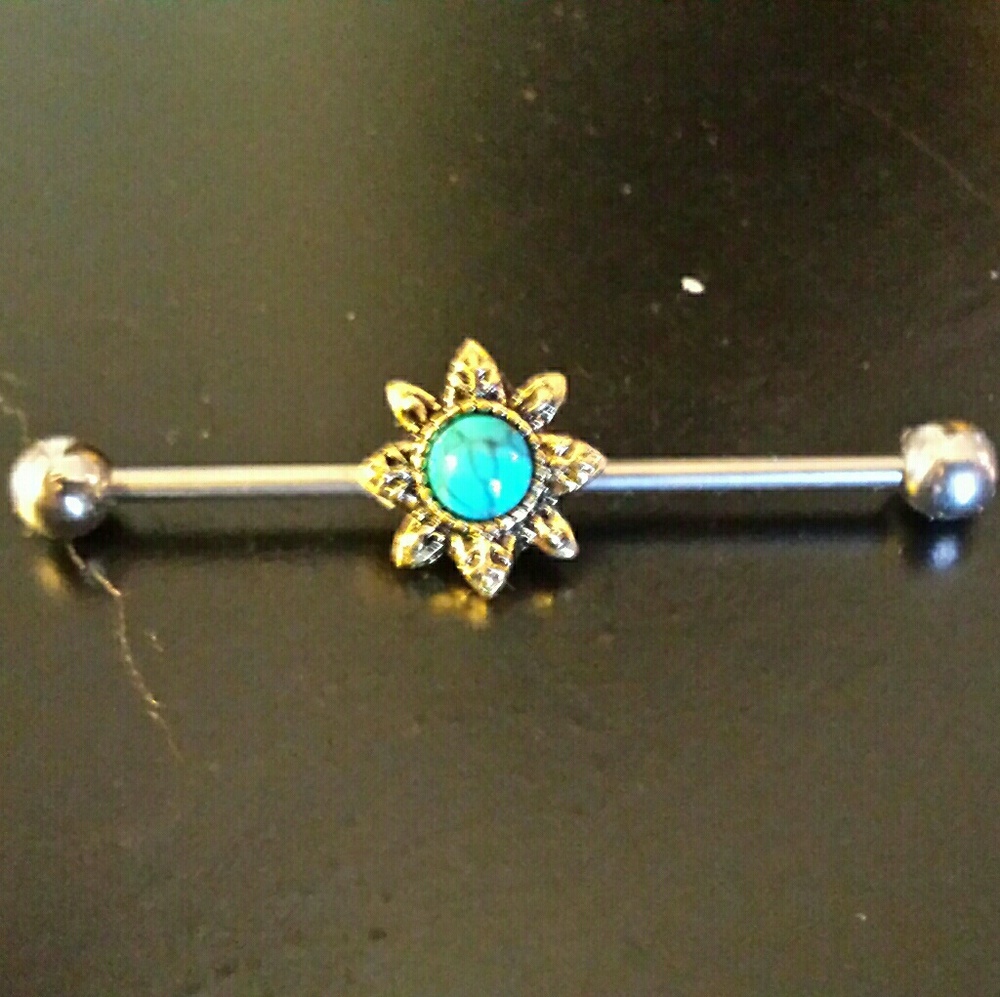 Turquoise Industrial Earring